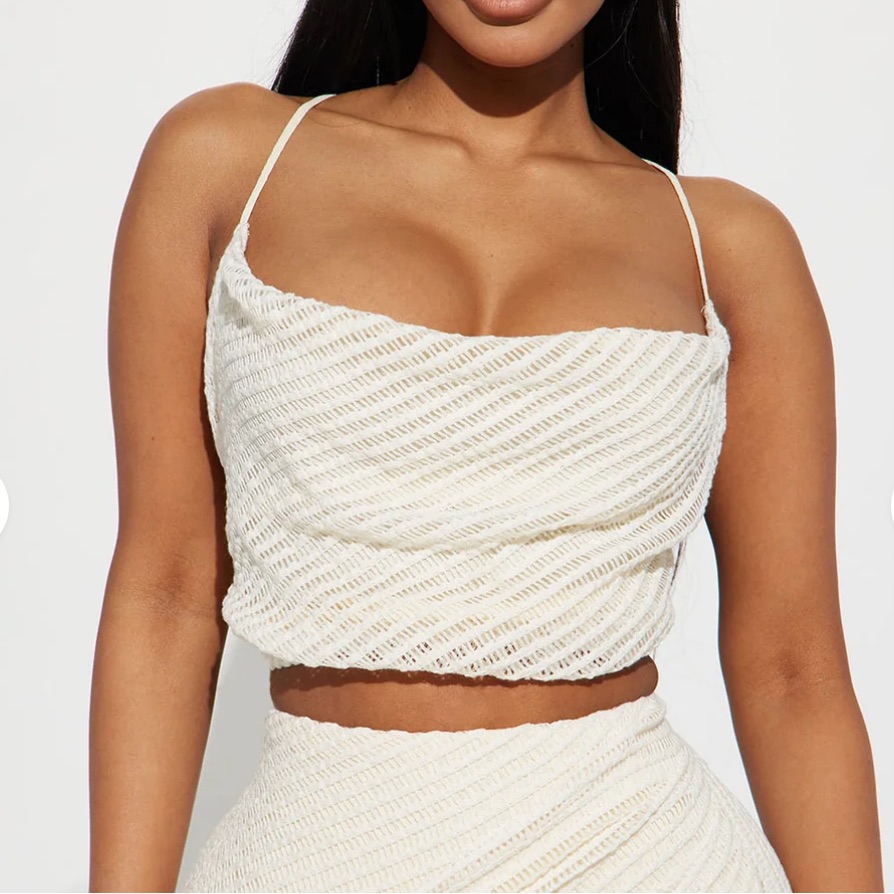 Nova Cream Crochet Knit Next Vacation Cross Back Crop Top Size S